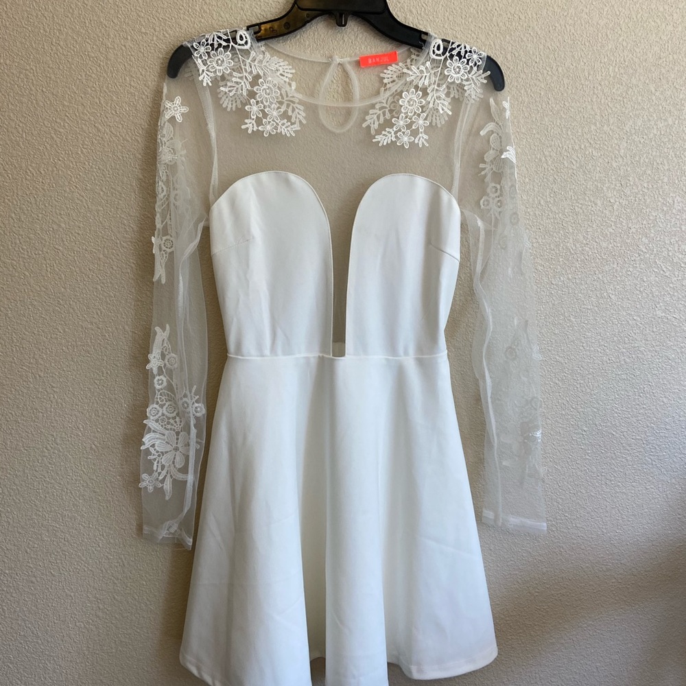 Banjul Boutique White Lace Fit & Flare Dress